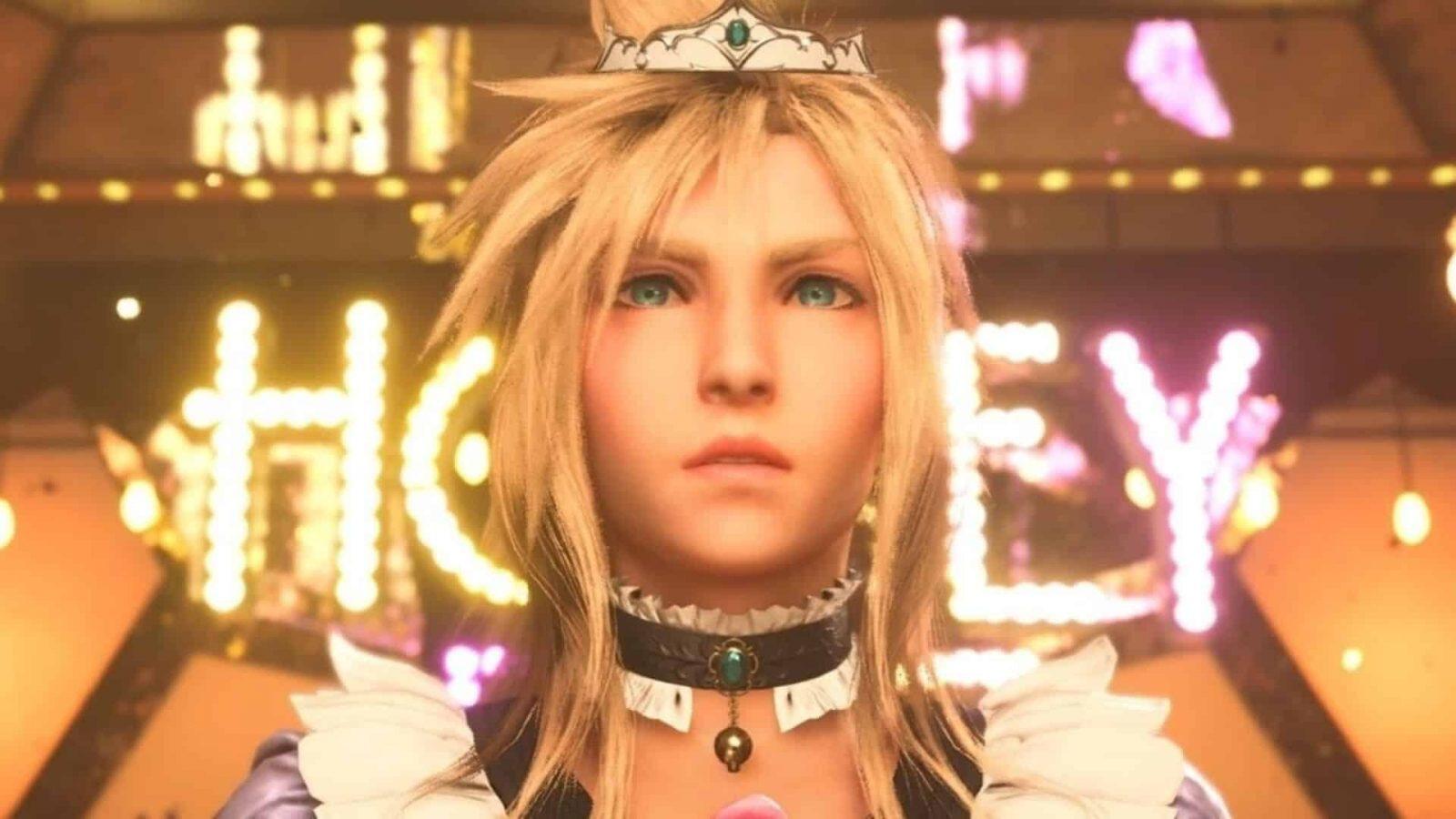cloud strife dressed as woman in final fantasy 7