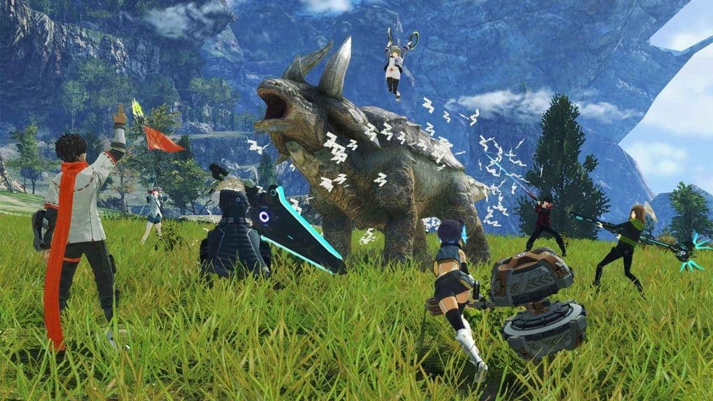 characters in xenoblade 3 attacking enemy