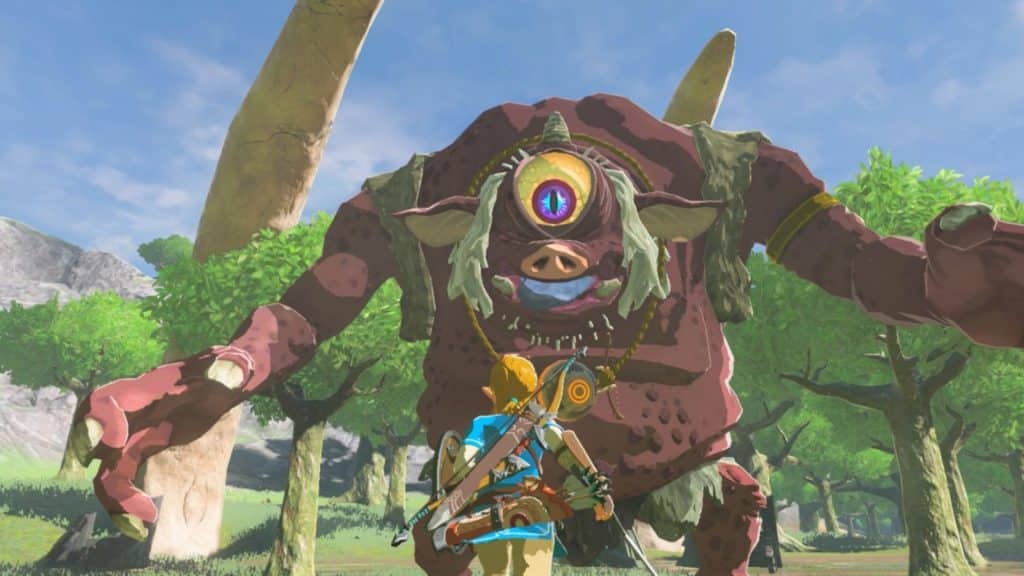 link looking at large enemy in zelda breath of the wild