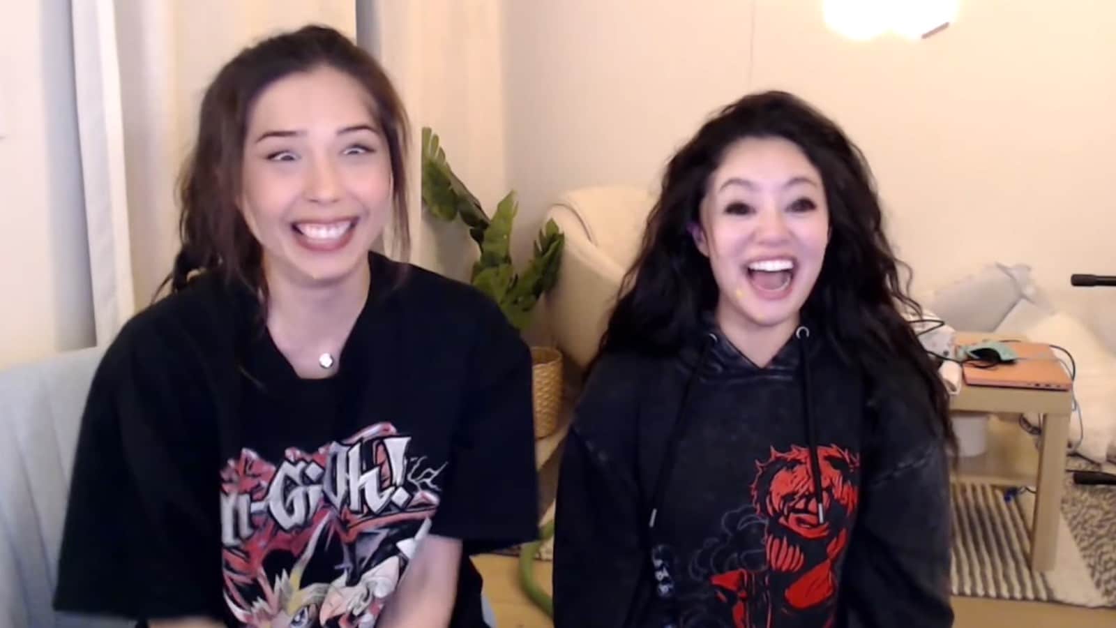 Valkyrae and Fuslie try face swap during livestream