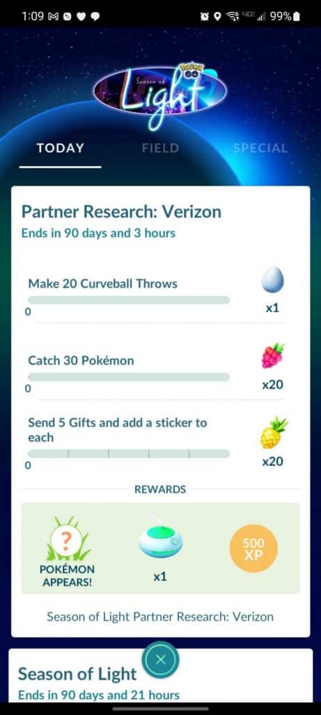 pokemon go verizon research tasks