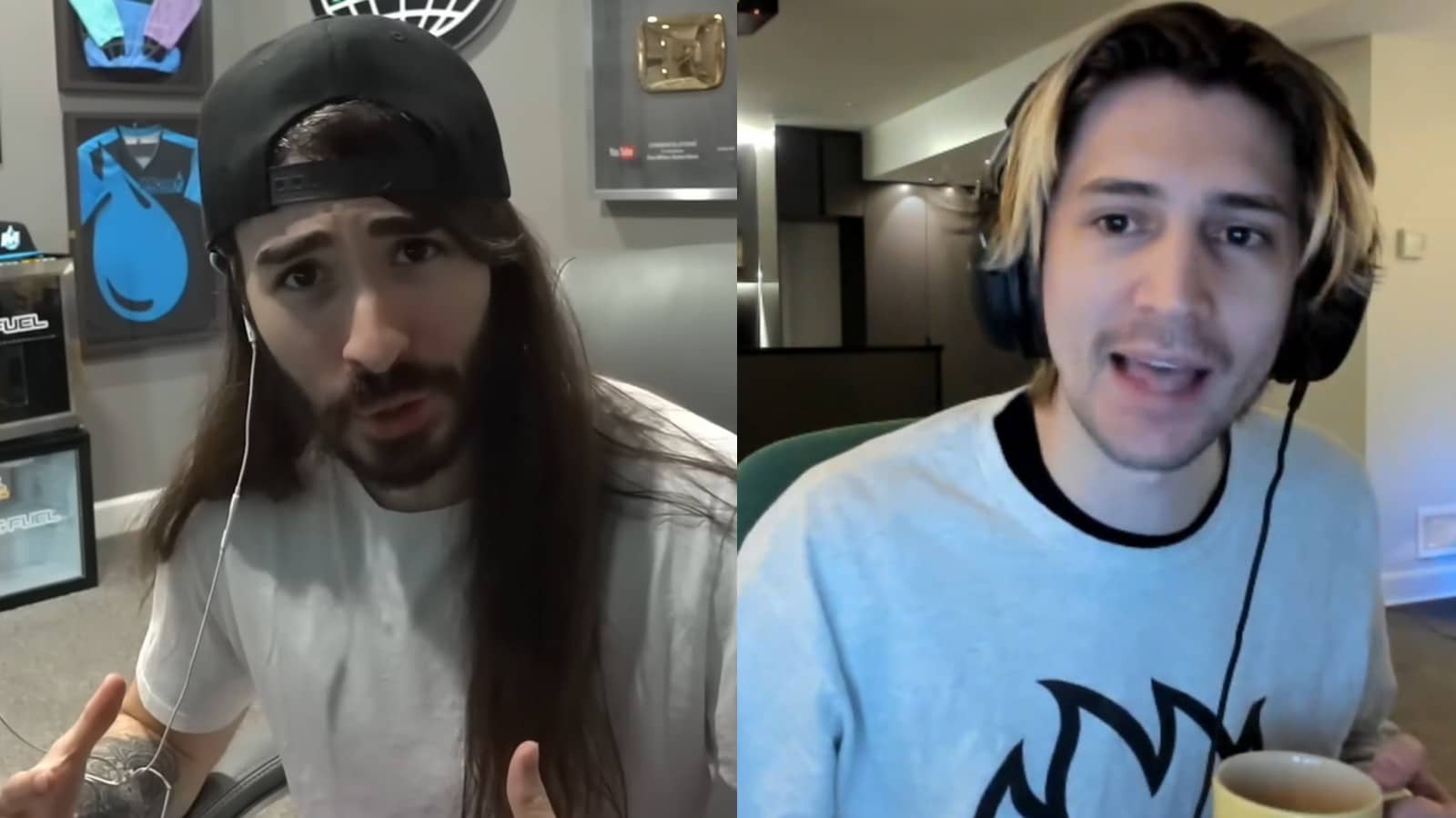MoistCr1TiKaL talking in YouTube video and xQc streaming on Twitch