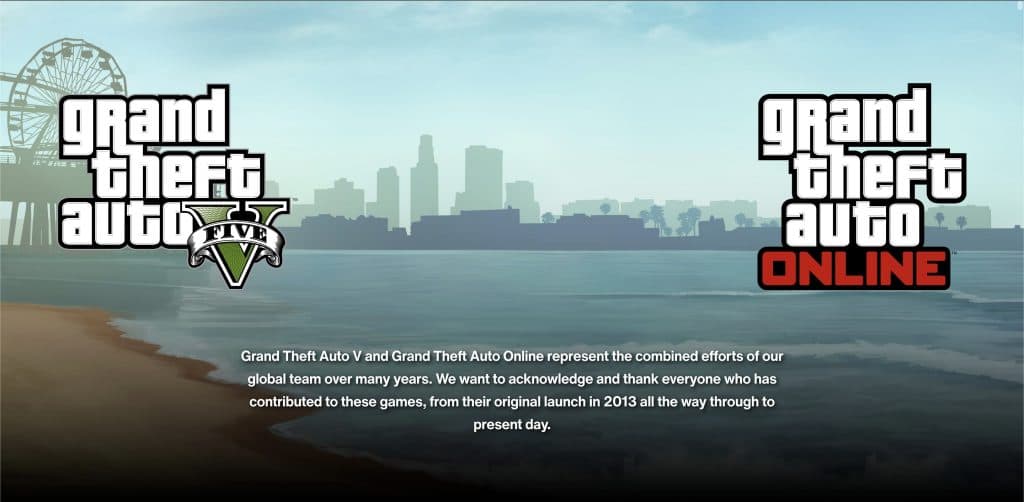 Screenshot of GTA 5 and GTA Online thank you page