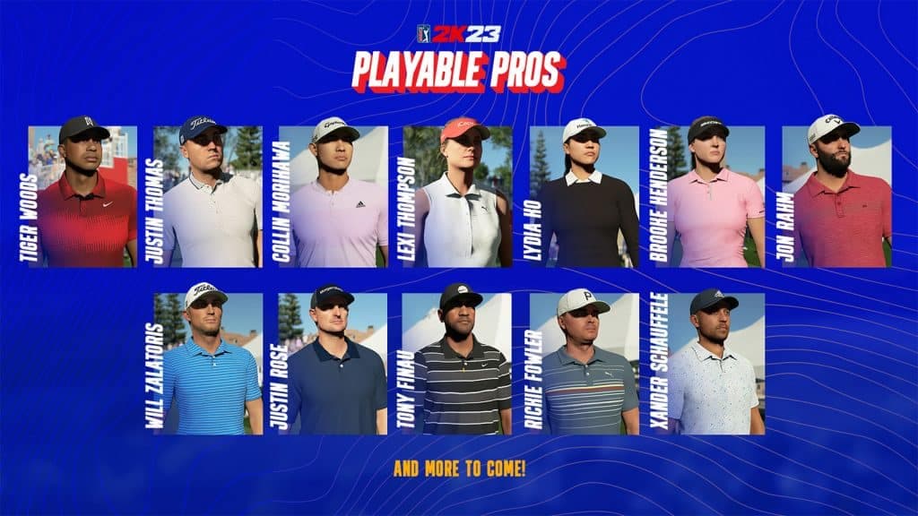 an image of all playable pros in PGA Tour 2K23