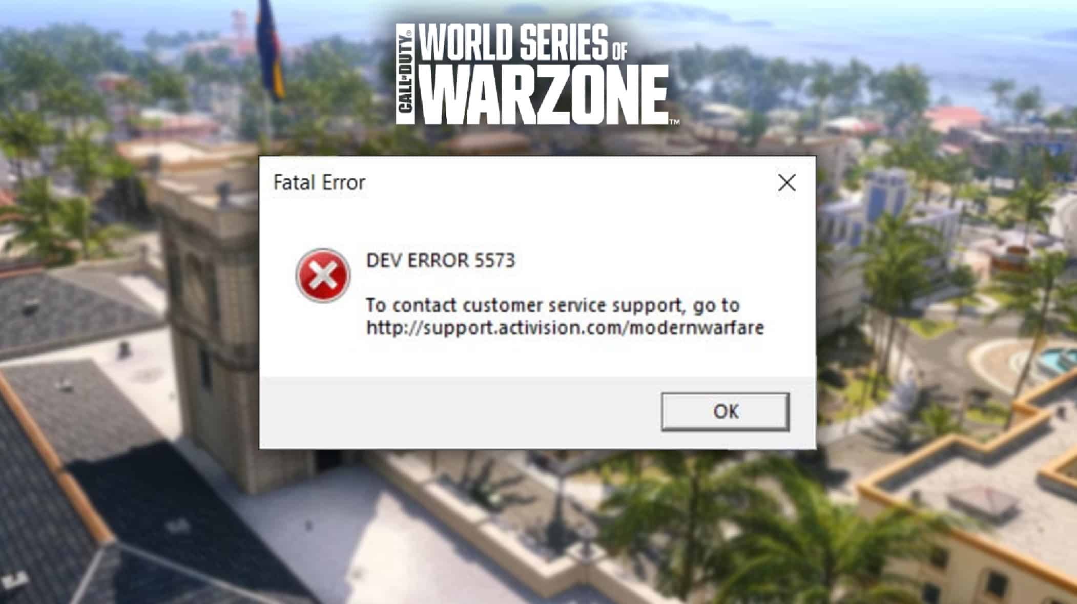 Warzone gameplay with dev error sign