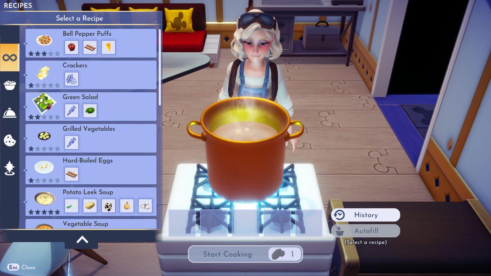 Cooking in Disney Dreamlight Valley and recipes