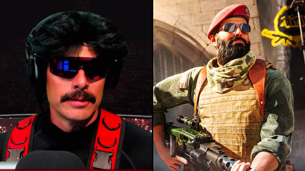 Dr Disrespect next to Warzone character from Season 5