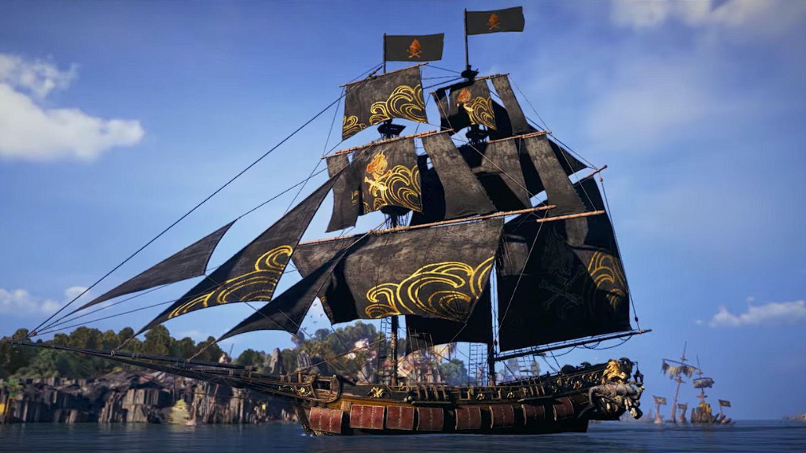 skull bones custom ship gold black sails header