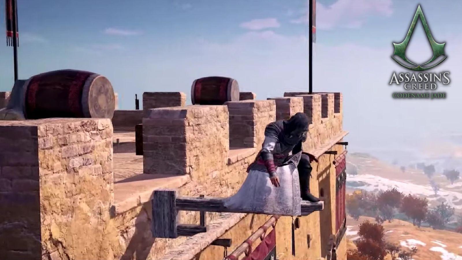 Assassin's Creed Codename Jade character on ledge