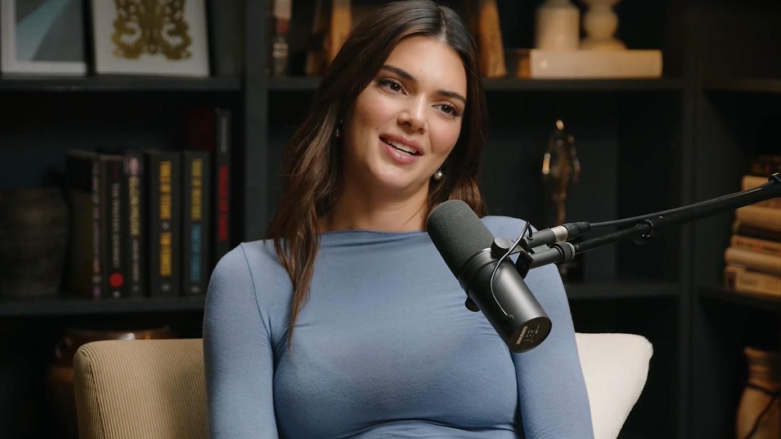 Kendall Jenner talking on the Jay Shetty podcast