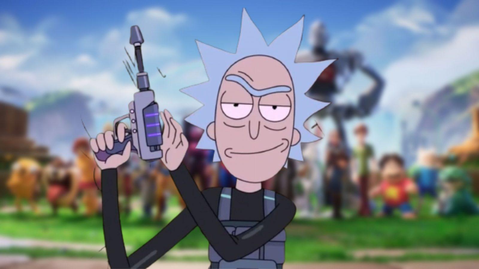 rick sanchez holding up gun in rick and morty multiversus