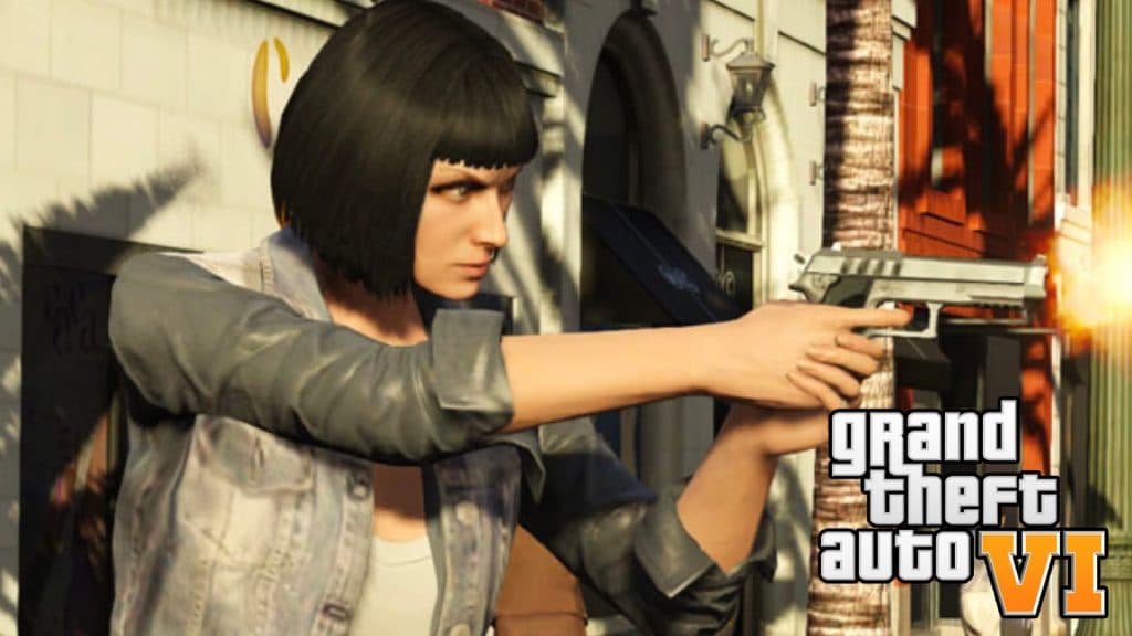 Female character in GTA Online shooting gun