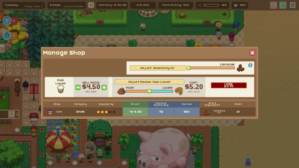 Shop menu in Let's Build a Zoo