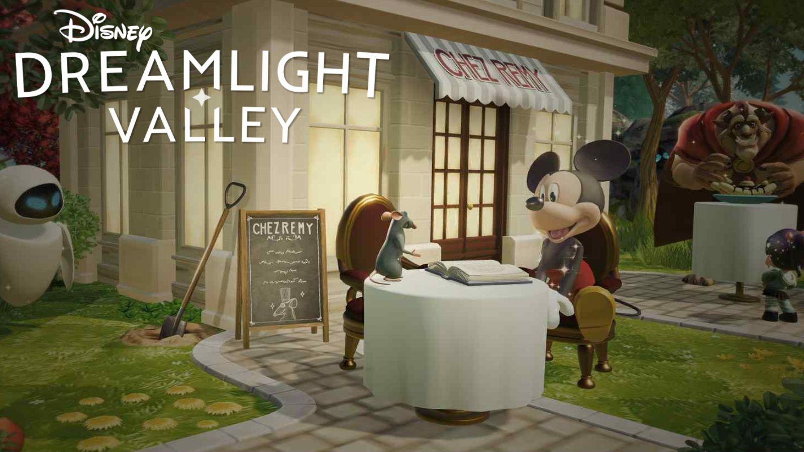 Disney Dreamlight Valley cooking with Remy and Mickey