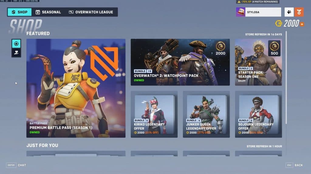 Overwatch 2 in-game shop