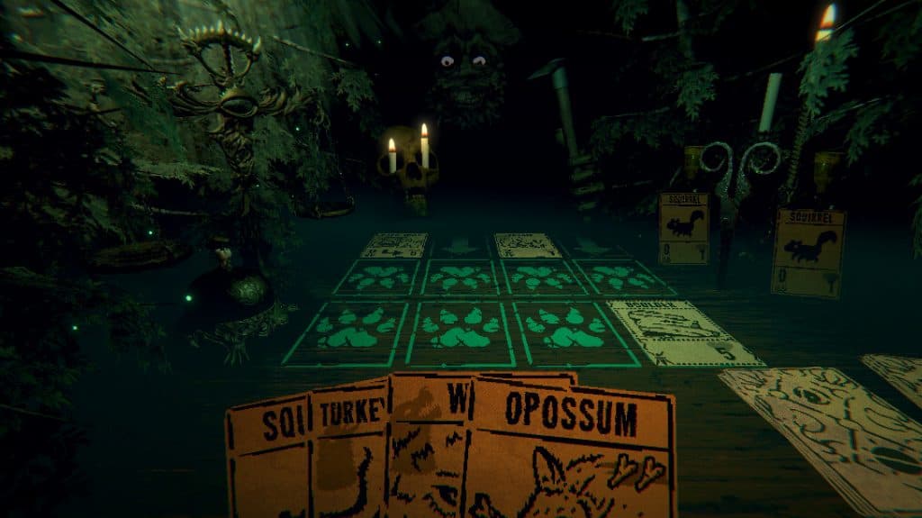 Inscryption screenshot showing a game of cards