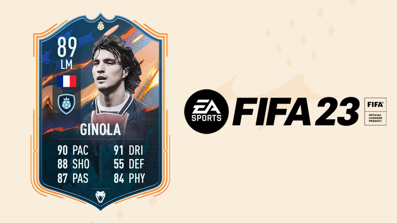 FIFA 23 logo next to David Ginola hero card