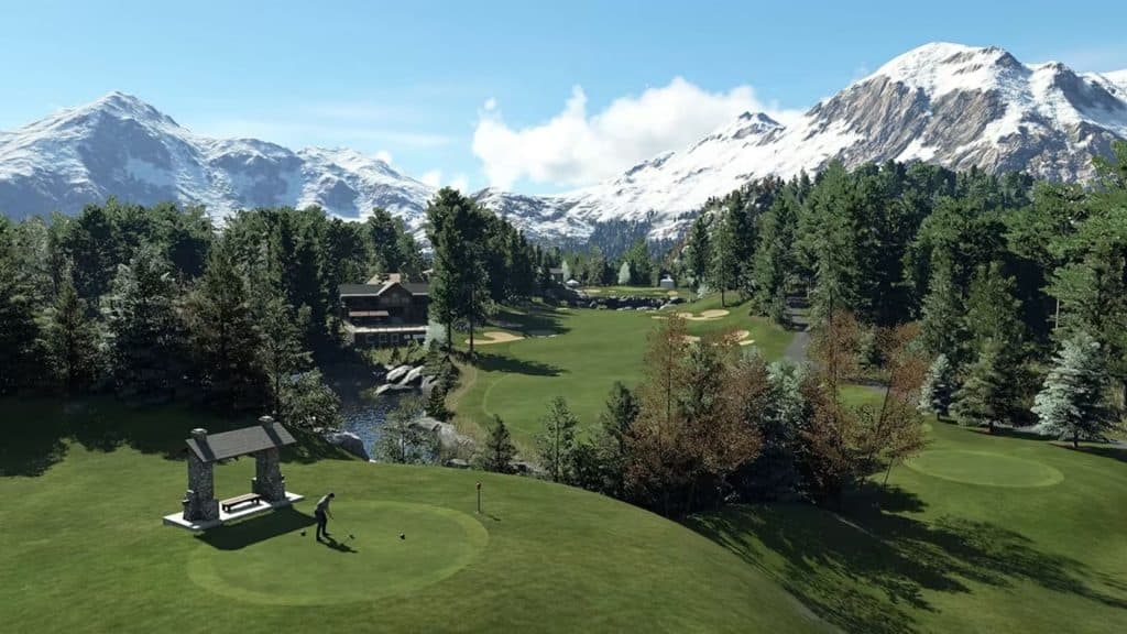 player teeing off on golf course in pga tour 2k23