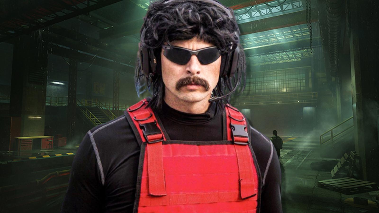 Dr Disrespect in front of Deadrop background.