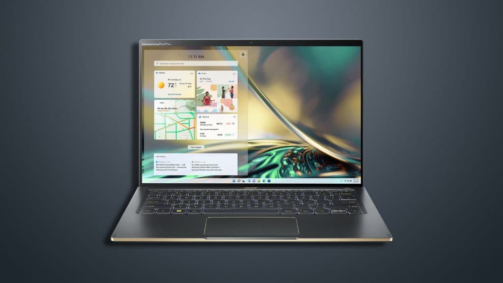 Acer Swift 5 laptop on a dark background