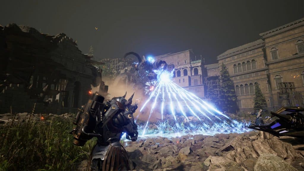 The First Descendant screenshot showing combat against a boss