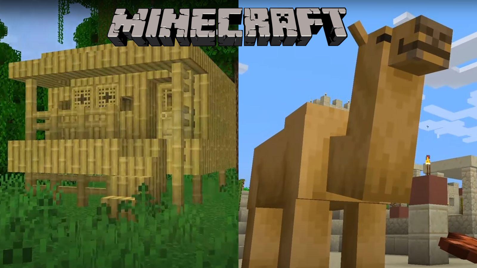 Minecraft bamboo house and camel 1.20 update