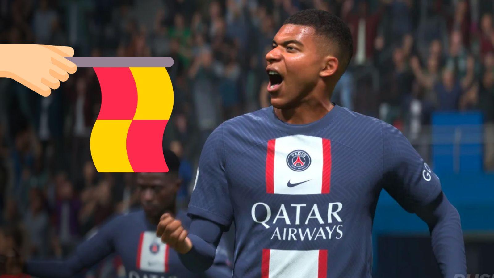 fifa 23 offside flag and mbappe