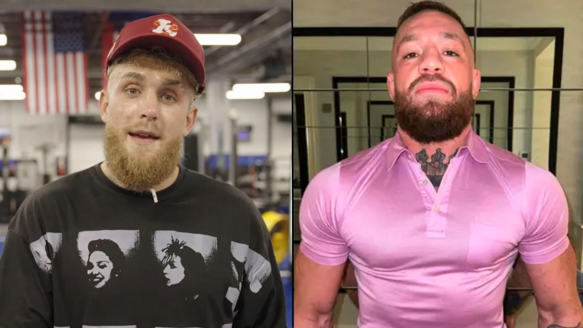Jake Paul and Conor McGregor standing side-by-side looking at camera