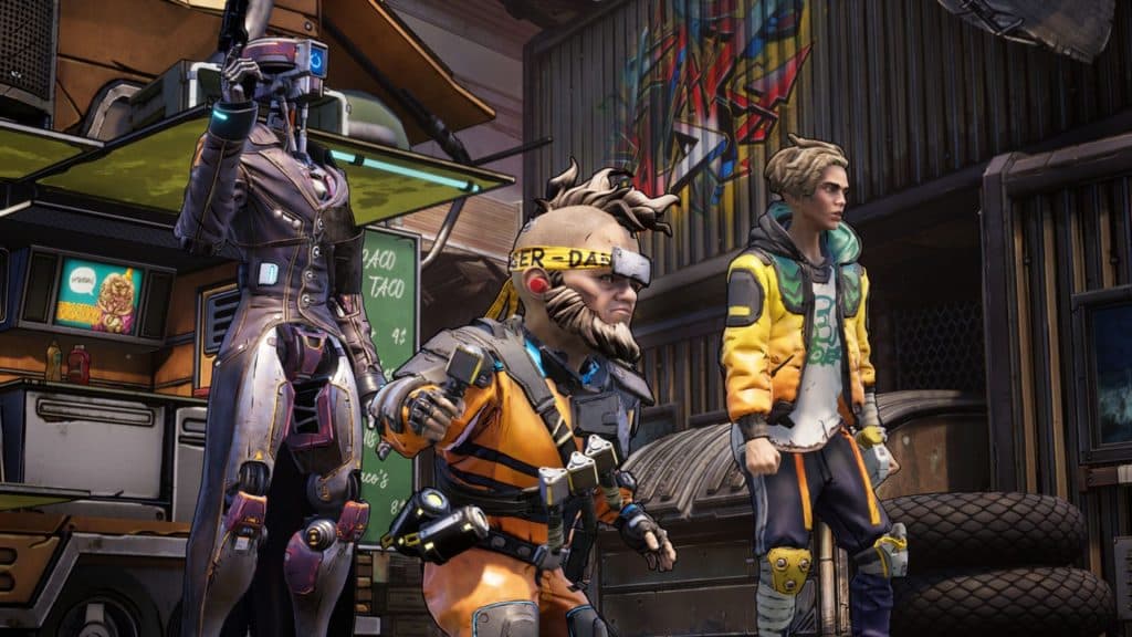 characters from new tales from the borderlands in a cut-scene