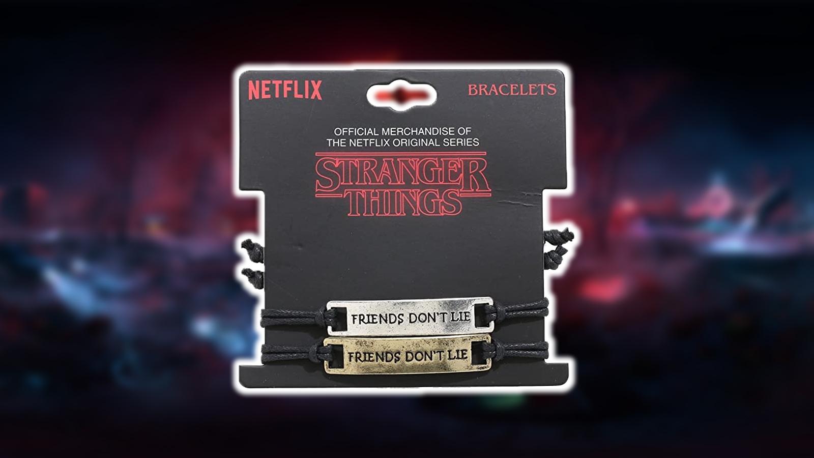 cover art for the friends don't lie bracelet from Stanger Things