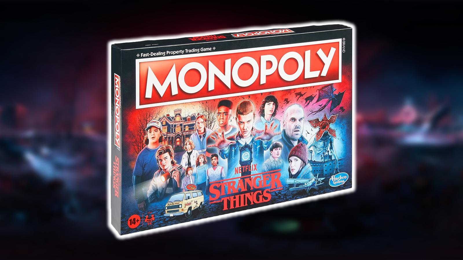 cover art for a Stanger Things-themed MONOPOLY