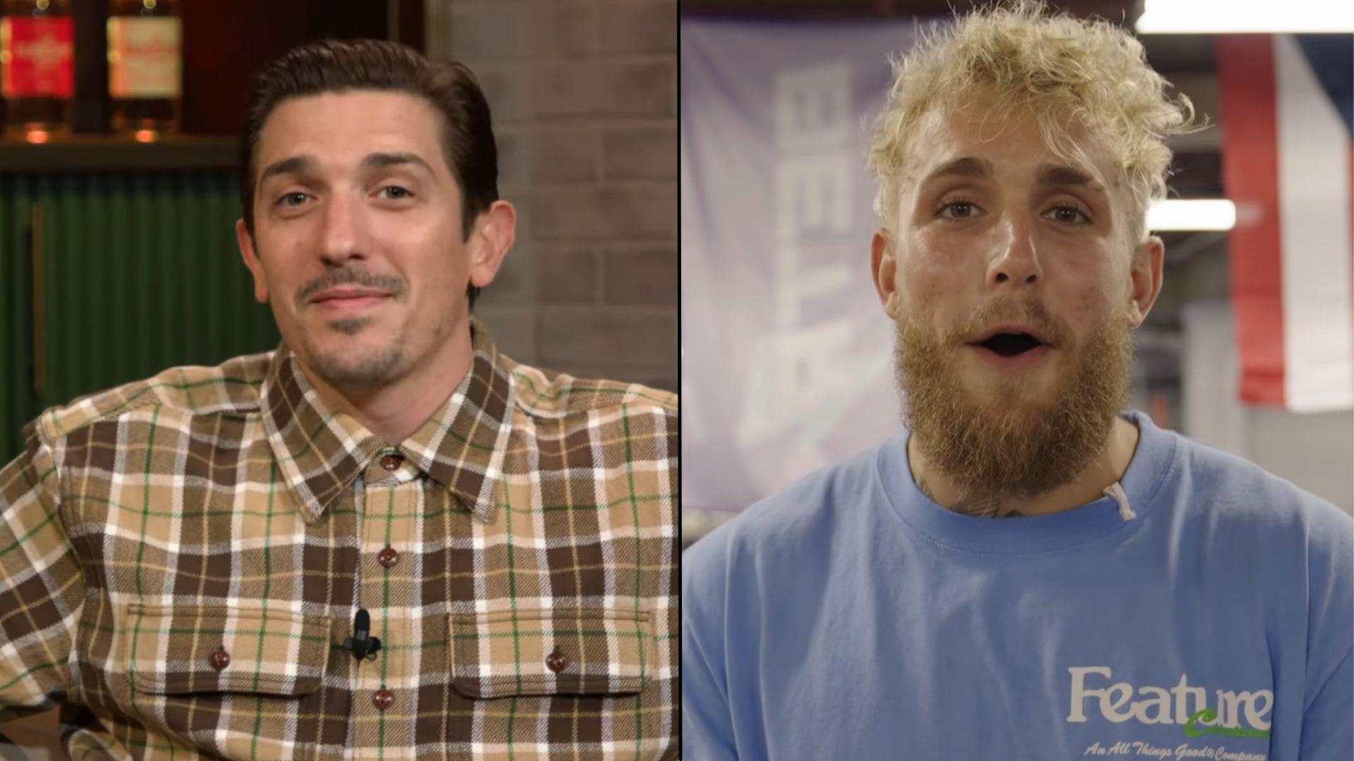 Andrew Schulz and Jake Paul side by side talking to camera