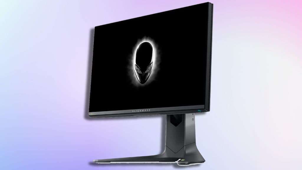 Dell Alienware AW2723DF on a gradient background