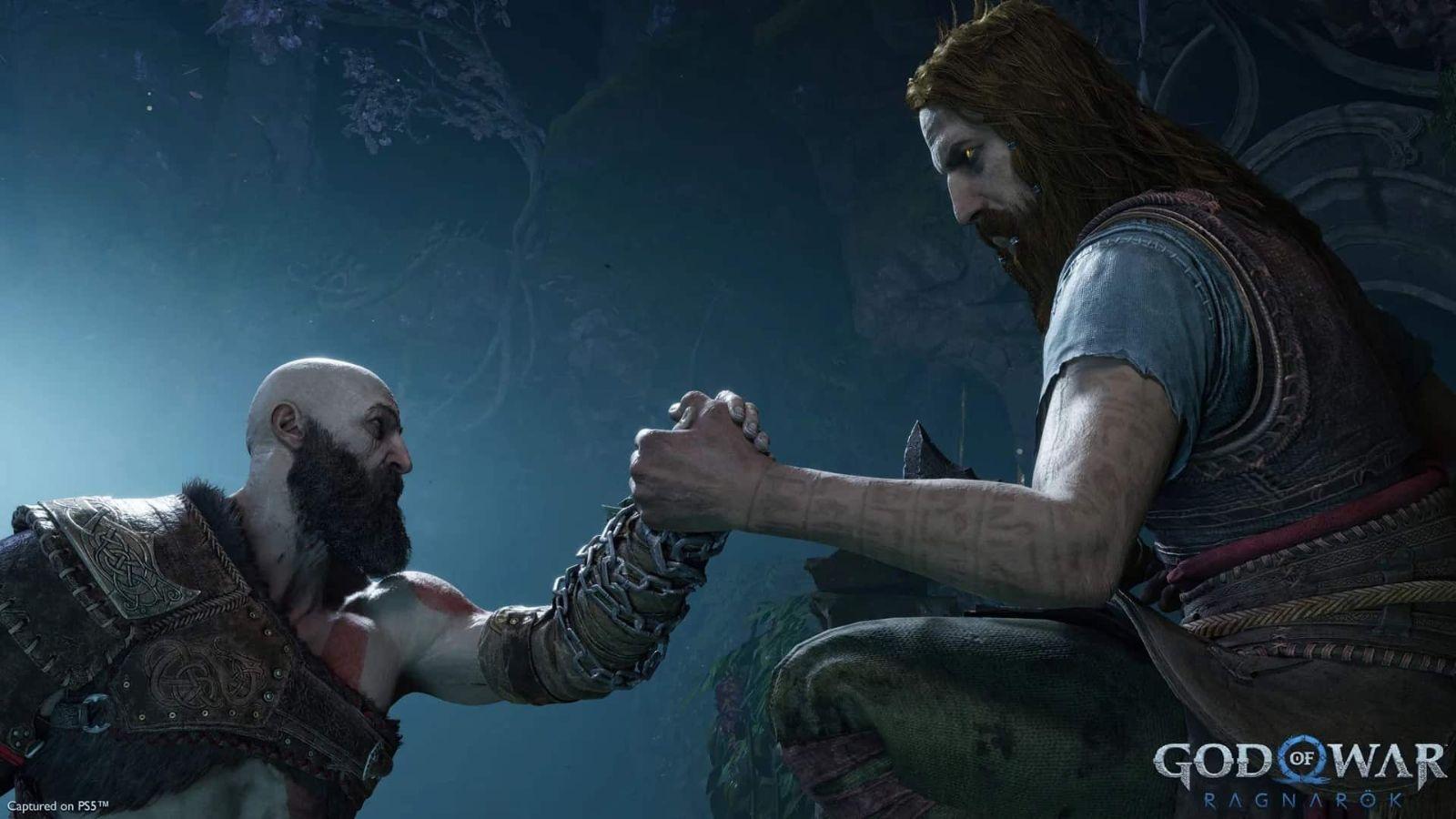 Kratos and Tyr in God of War Ragnarok
