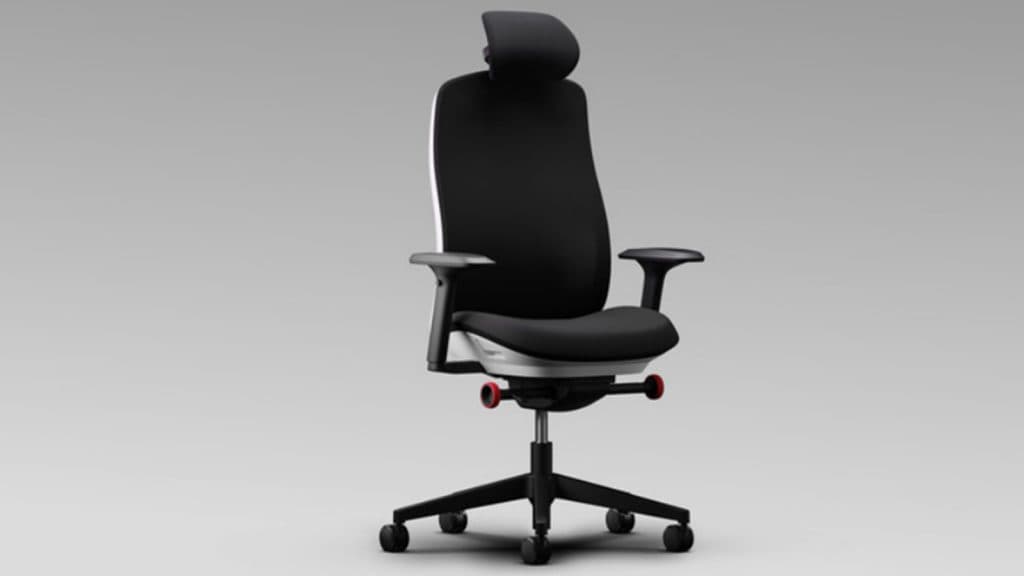 Logitech x Herman Miller Vantum premium gaming chair on a gradient background