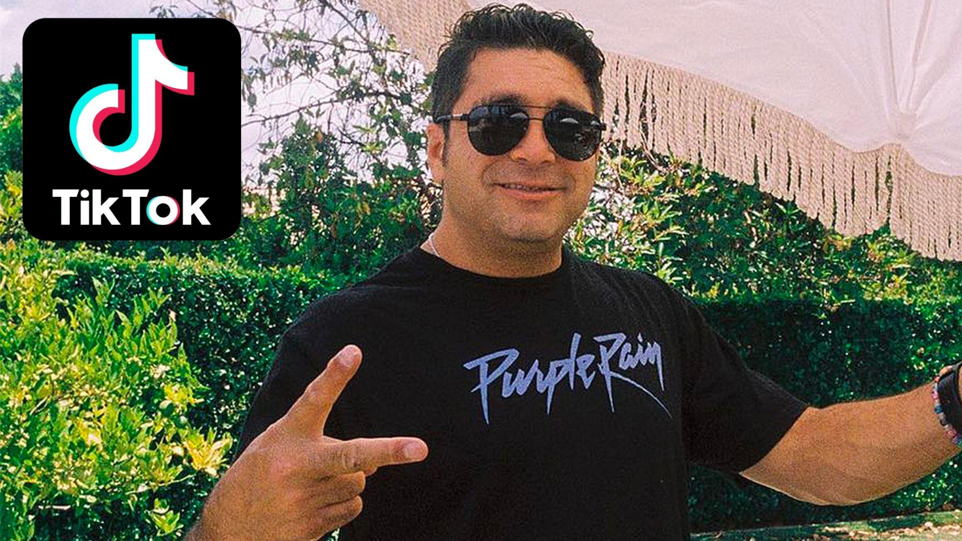 Monty Lopez in black shirt smiling at camera next to TikTok logo