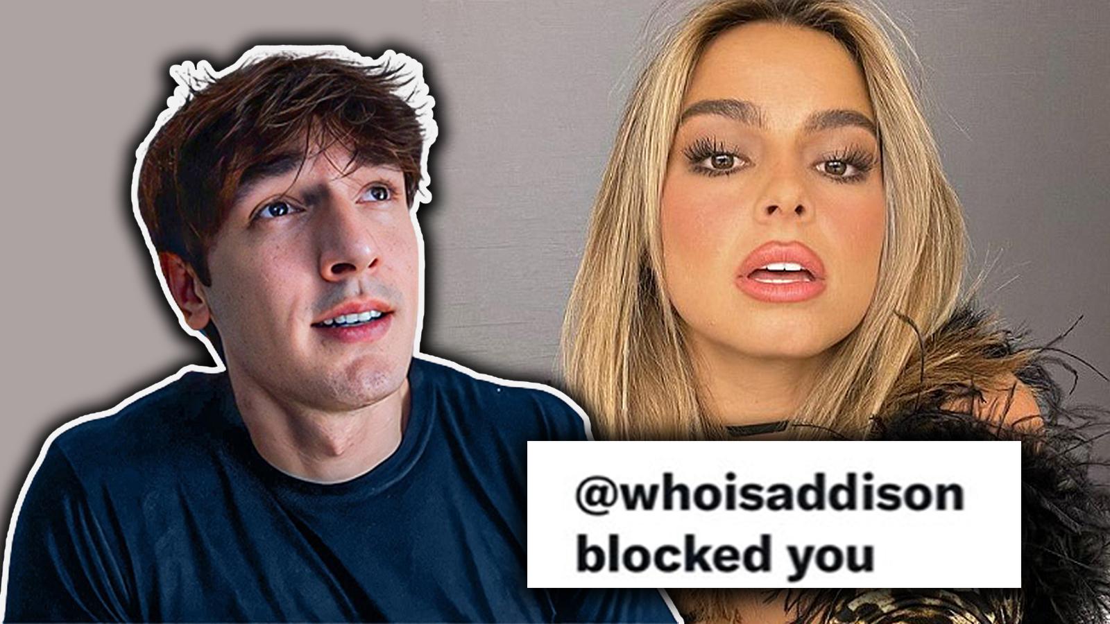 Bryce Hall reacts to Addison Rae blocking him on Twitter