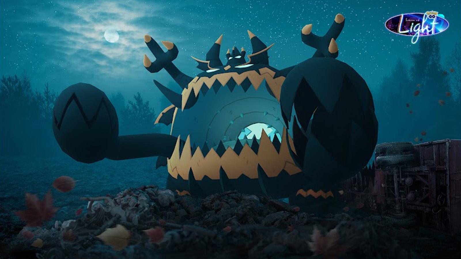Guzzlord appearing in Pokemon Go with its best moveset