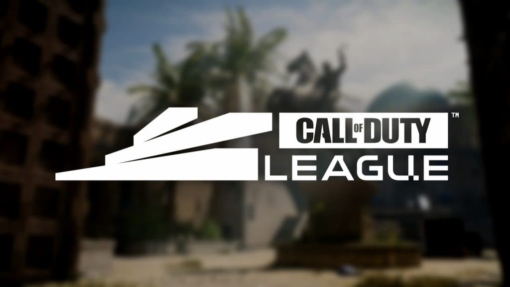 call of duty league logo with al bagra fortress in background