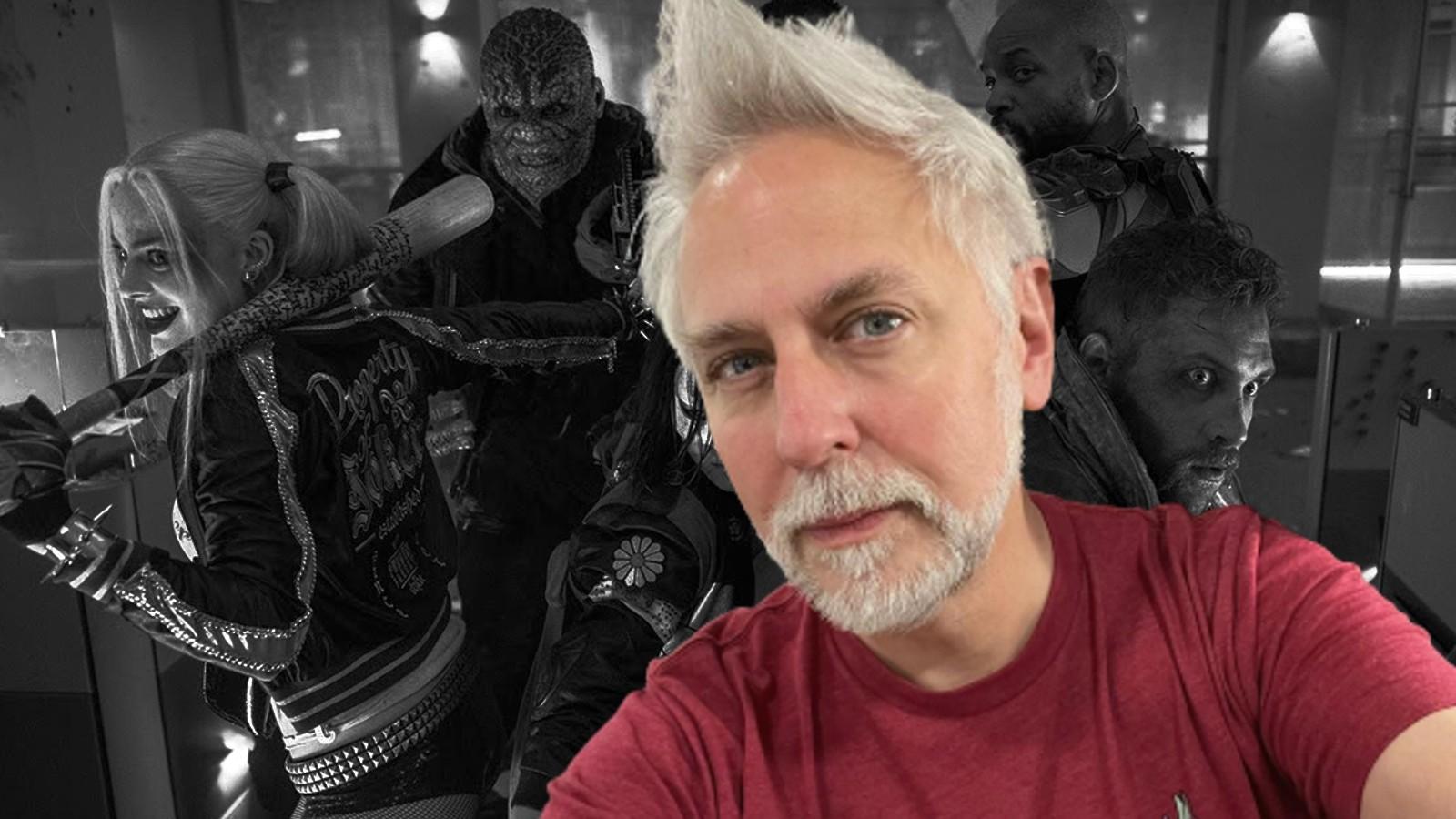 James Gunn and a still from Suicide Squad, which fans want to see the Ayer Cut of, as well as the restoration of the Snyder Verse