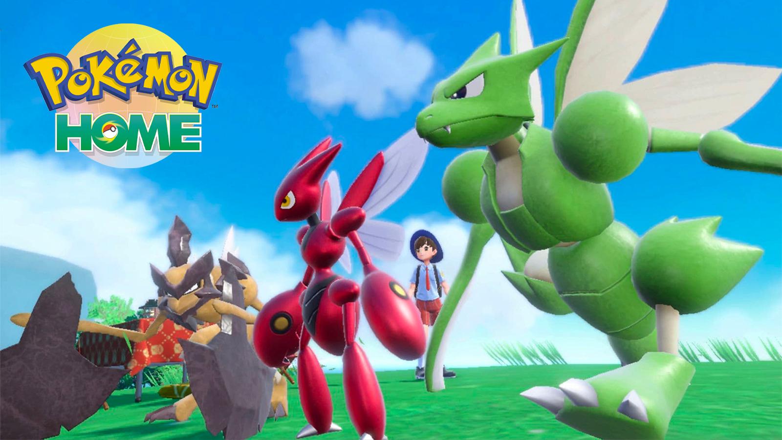 The Pokemon Home logo next to a screenshot of Scarlet and Violet