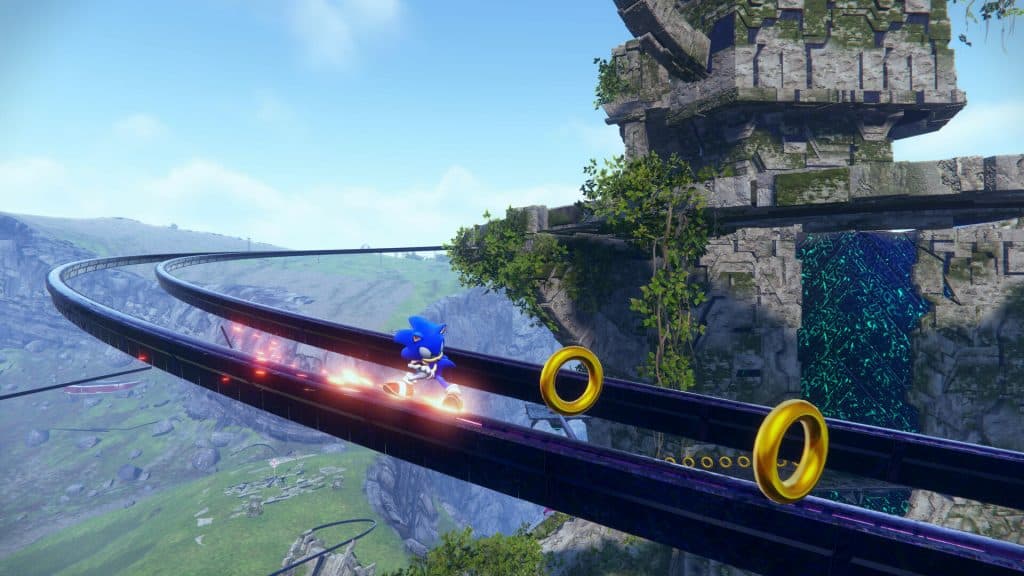 Sonic Frontiers Rail grinding gameplay