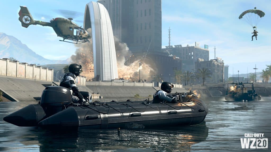 Call of Duty Warzone 2 screenshot showing combat between vehicles