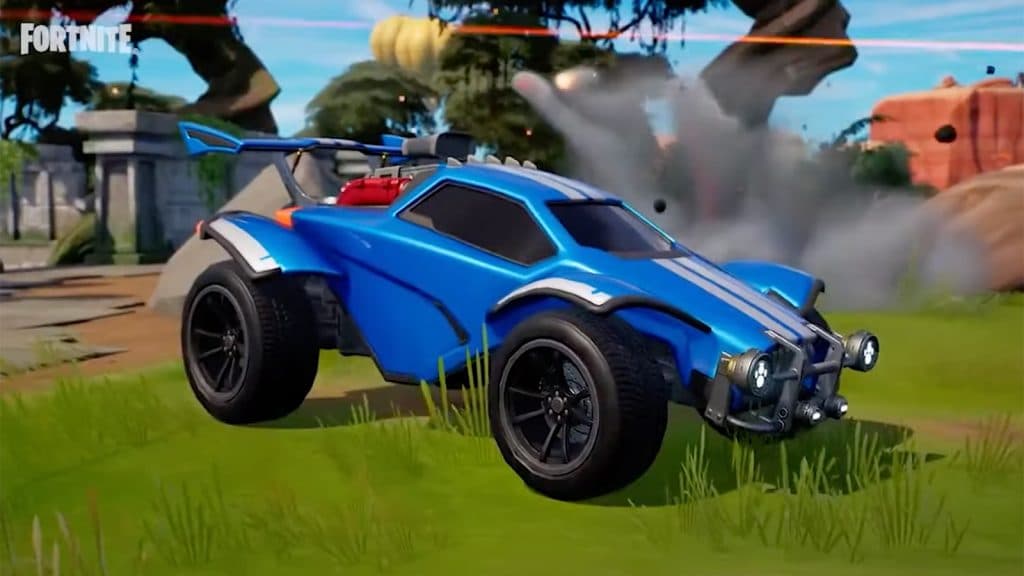 A Rocket League car in Fortnite
