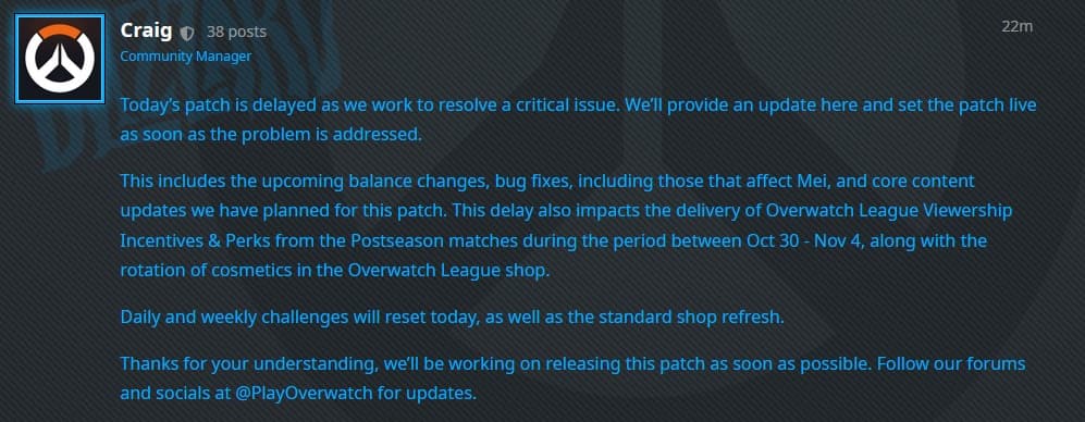 ow2 patch delayed