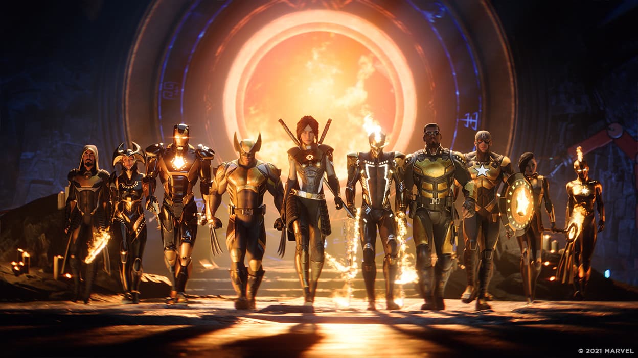 Marvel's Midnight Suns Key Art showing its roster of heroes