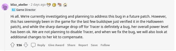 Overwatch 2 Tracer bug will not disable DPS hero says Blizzard
