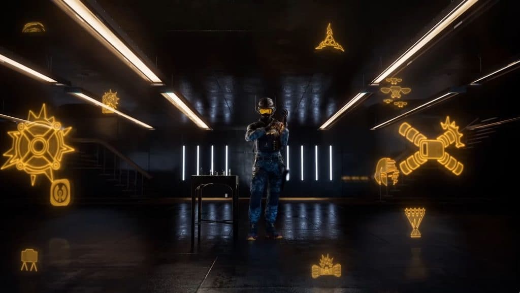 Solis with gadget outlines in Rainbow Six Siege