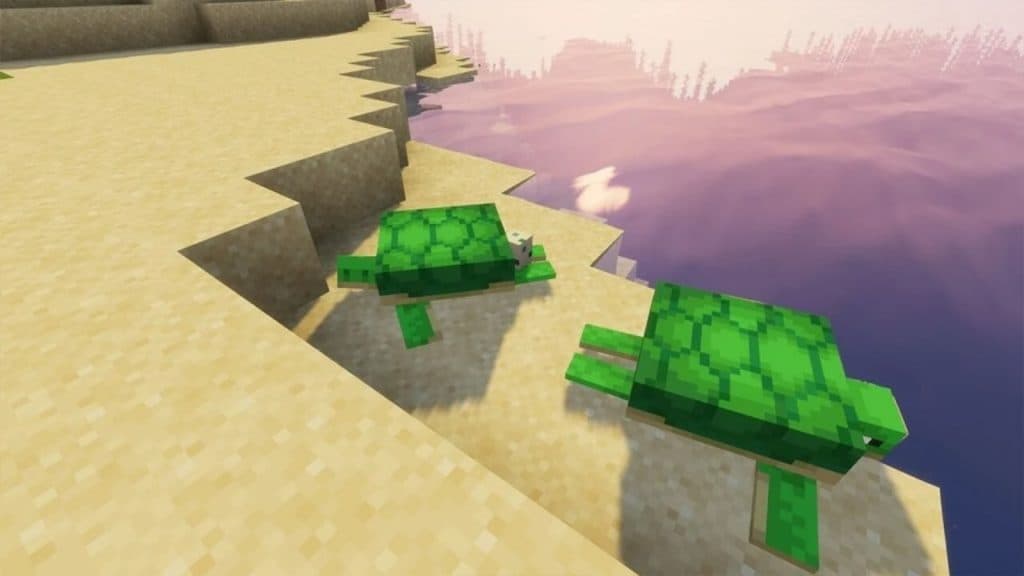 An image sea Turtles in Minecraft.