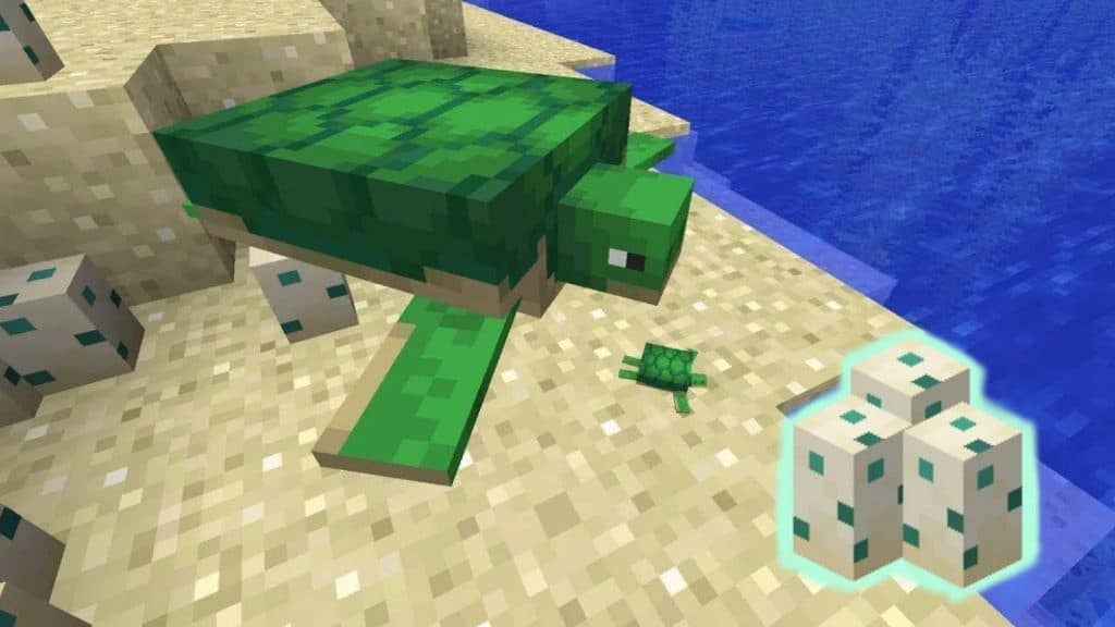 An image of a turtle in Minecraft.